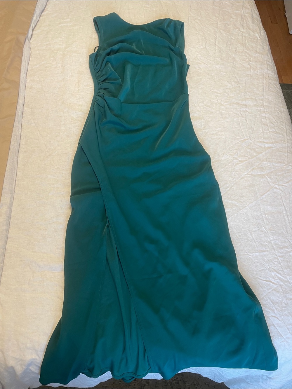 Abercrombie & Fitch Teal Maxi Dress with Side Ruching